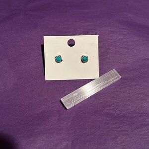 Turquoise and Sterling stud earrings and Selenite wand!